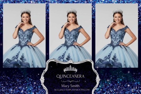 Blaue Quinceañera-Fotobox-Vorlage