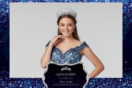 Blaue Quinceañera-Fotobox-Vorlage