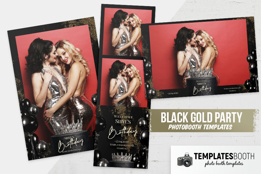 Black Gold Party Photo Booth Template Preview