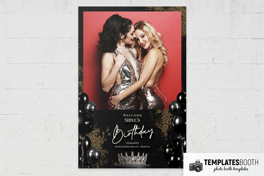 Black Gold Party Photo Booth Template Preview