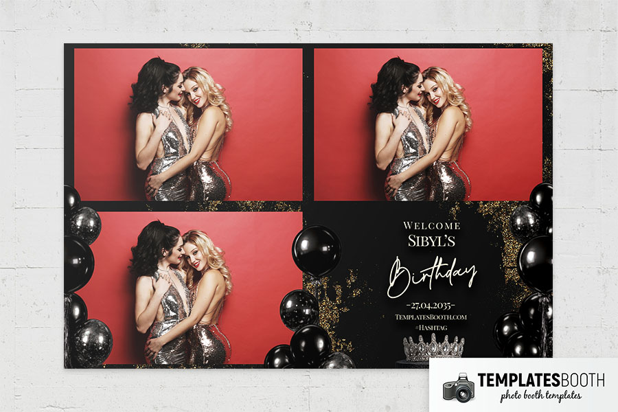 Black Gold Party Photo Booth Template Preview