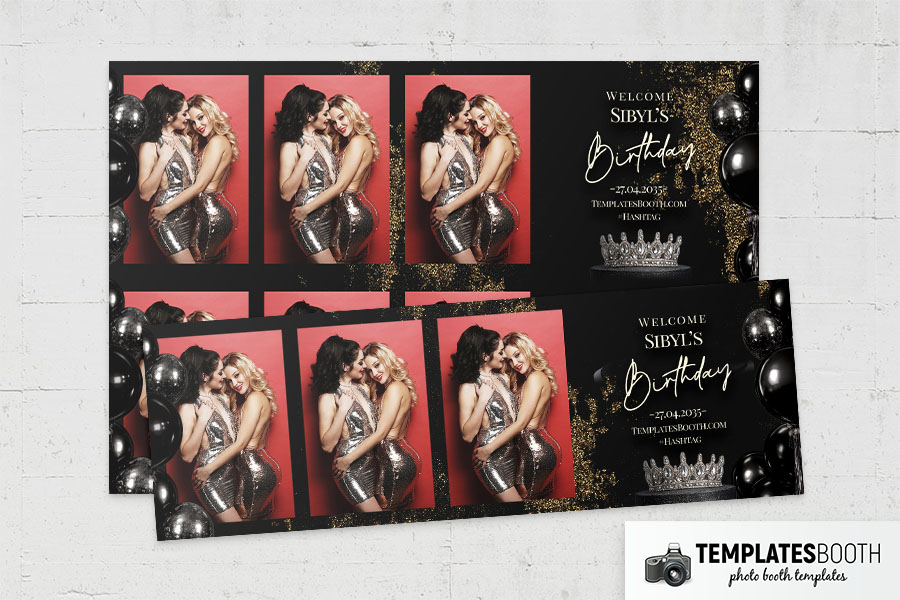 Black Gold Party Photo Booth Template Preview