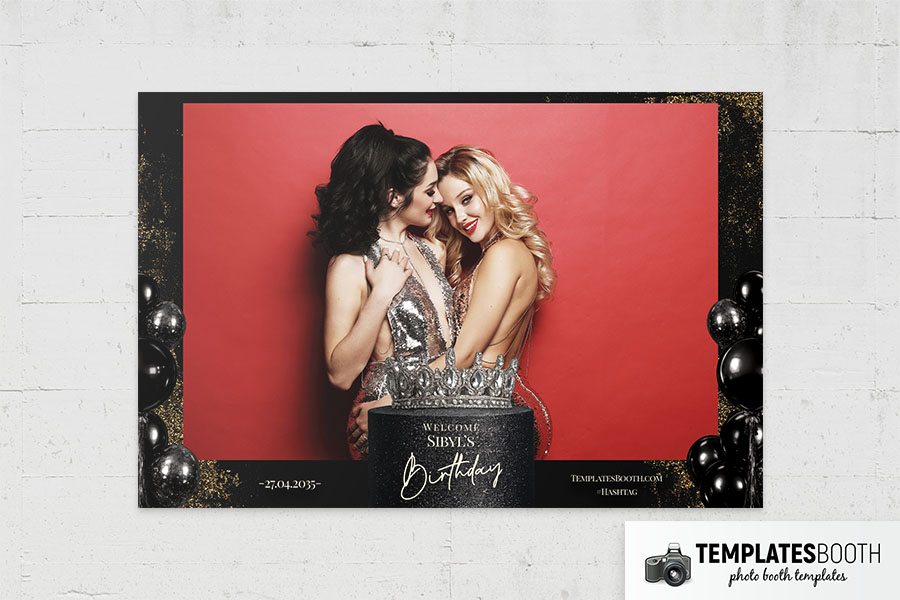 Black Gold Party Photo Booth Template Preview