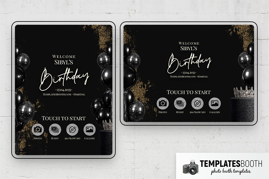 Black Gold Party Photo Booth Template Preview
