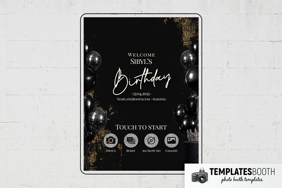 Black Gold Party Photo Booth Template Preview