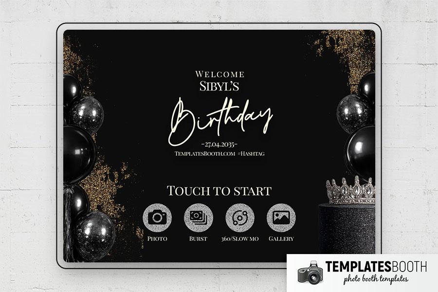 Black Gold Party Photo Booth Template Preview