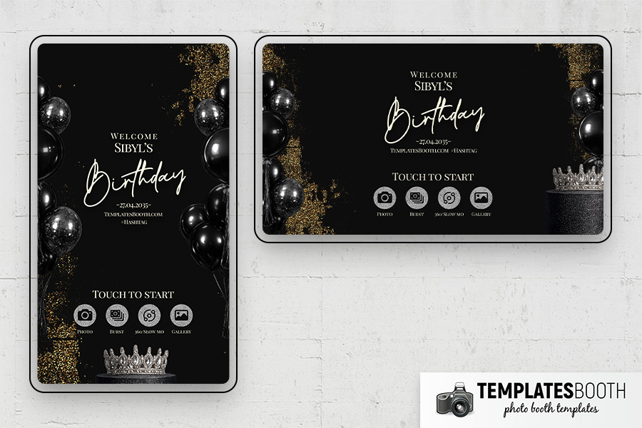 Black Gold Party Photo Booth Template Preview