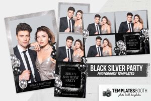 Black Silver Birthday Party Photo Booth Template