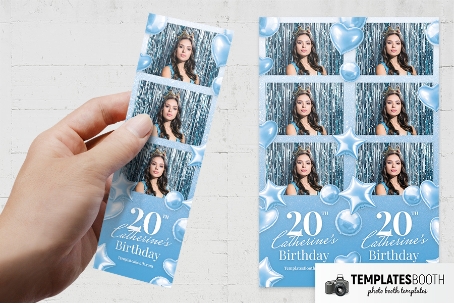 Blue Party Photo Booth Template Preview
