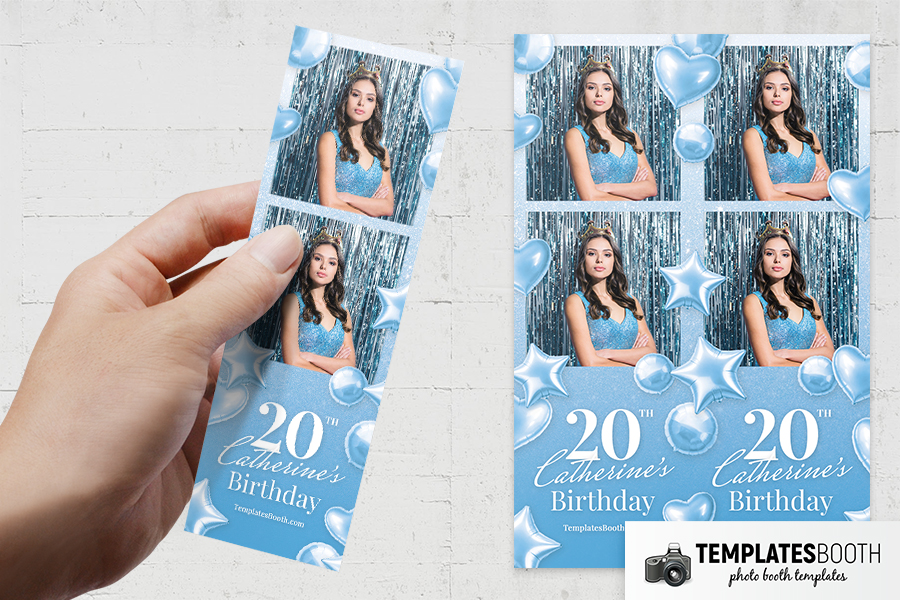 Blue Party Photo Booth Template Preview