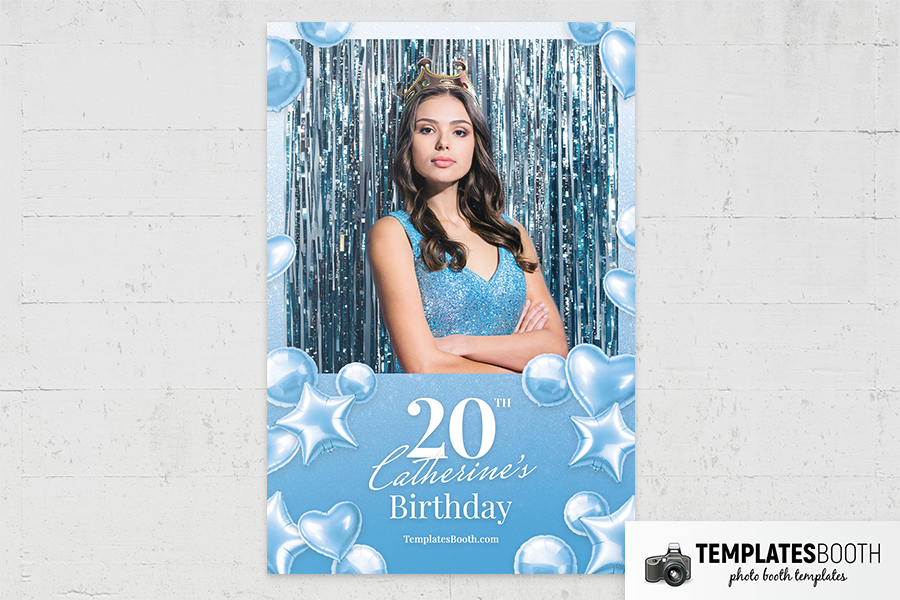 Blue Party Photo Booth Template Preview
