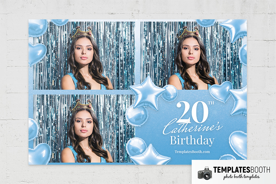 Blue Party Photo Booth Template Preview