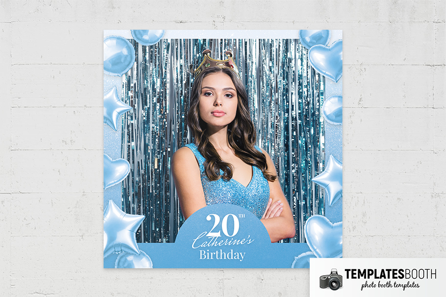 Blue Party Photo Booth Template Preview