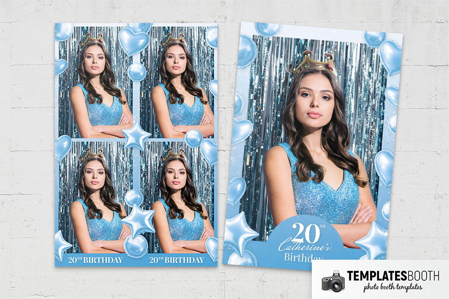 Blue Party Photo Booth Template Preview