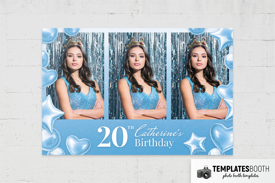Blue Party Photo Booth Template Preview