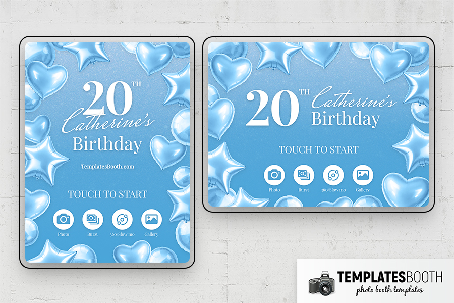 Blue Party Photo Booth Template Preview