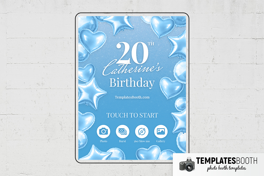 Blue Party Photo Booth Template Preview