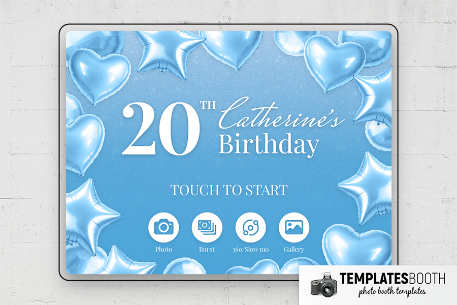 Blue Party Photo Booth Template Preview