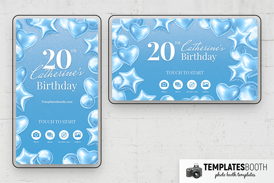 Blue Party Photo Booth Template Preview
