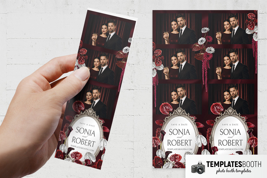 Burgundy Party Photo Booth Template Preview
