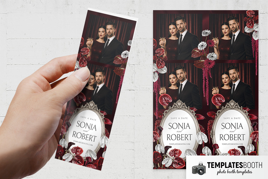 Burgundy Party Photo Booth Template Preview