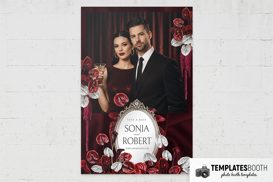 Burgundy Party Photo Booth Template Preview