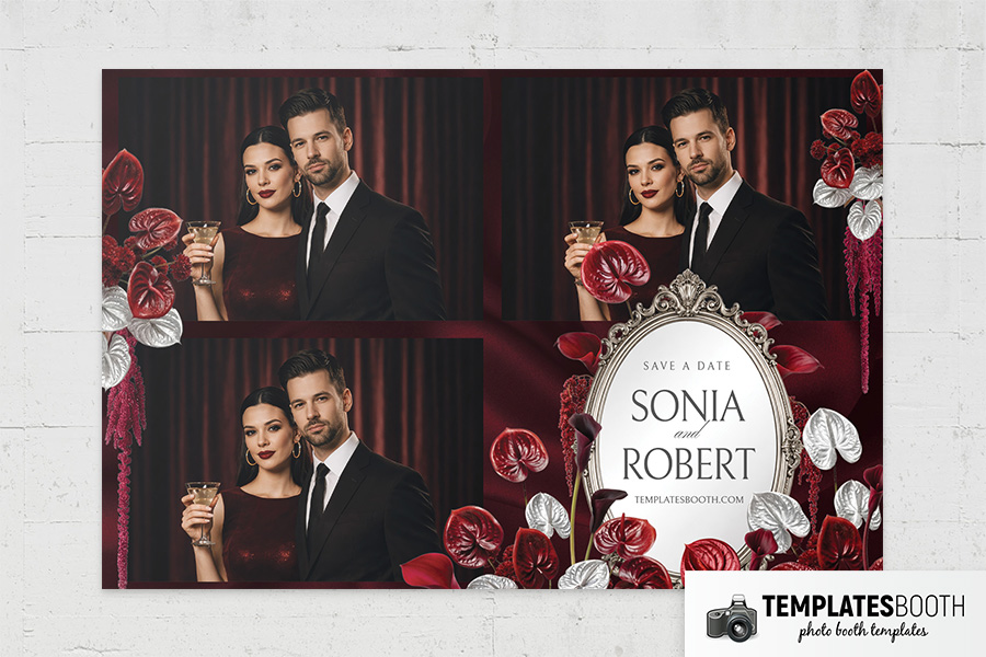 Burgundy Party Photo Booth Template Preview