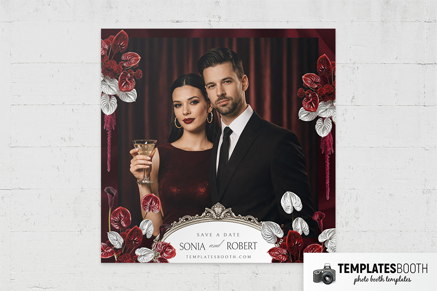 Burgundy Party Photo Booth Template Preview