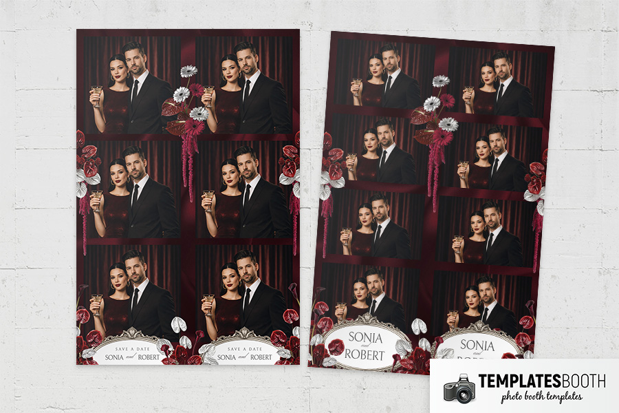 Burgundy Party Photo Booth Template Preview
