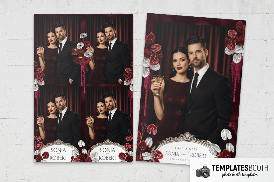 Burgundy Party Photo Booth Template Preview