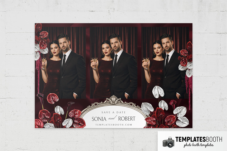 Burgundy Party Photo Booth Template Preview