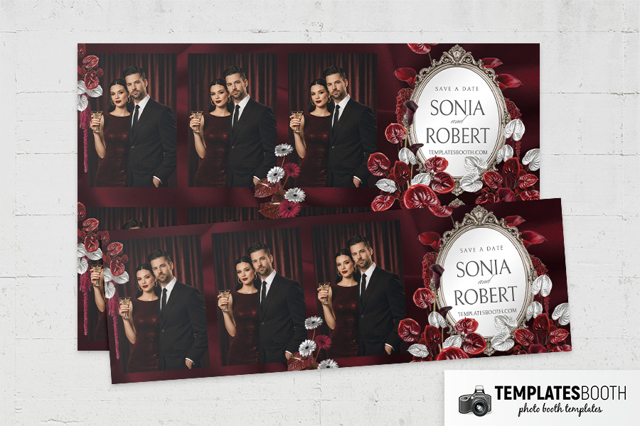 Burgundy Party Photo Booth Template Preview