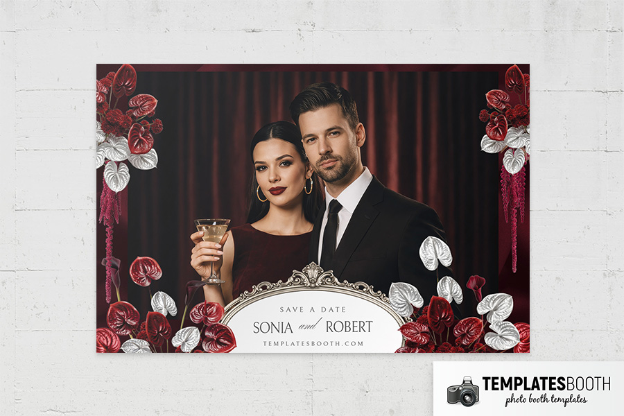 Burgundy Party Photo Booth Template Preview