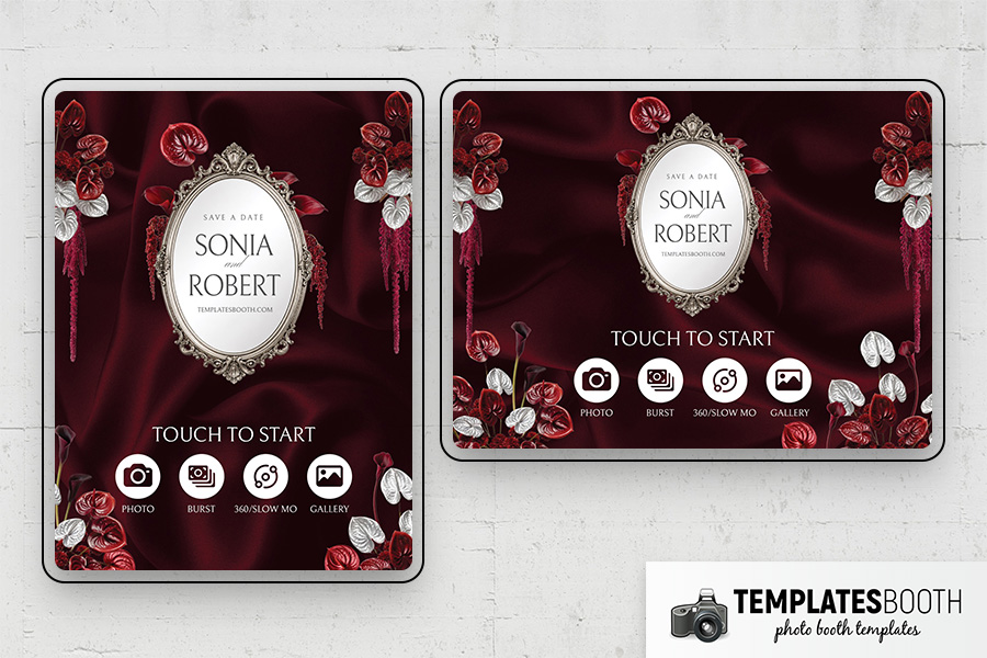 Burgundy Party Photo Booth Template Preview