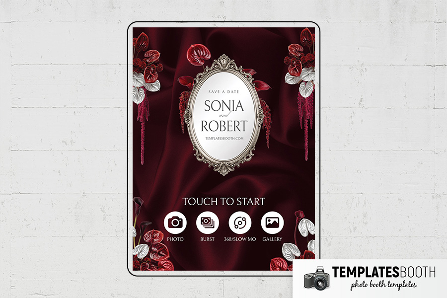 Burgundy Party Photo Booth Template Preview