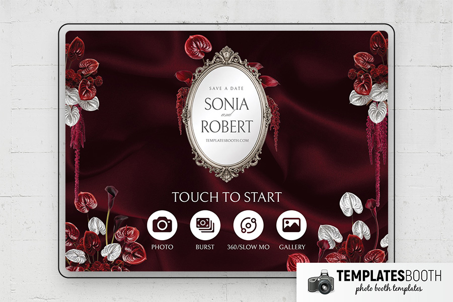 Burgundy Party Photo Booth Template Preview