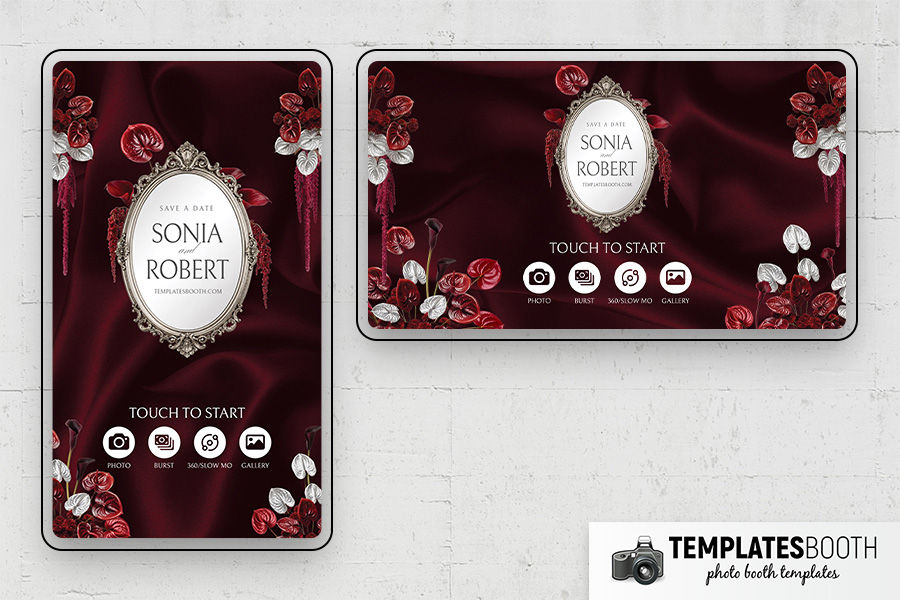 Burgundy Party Photo Booth Template Preview
