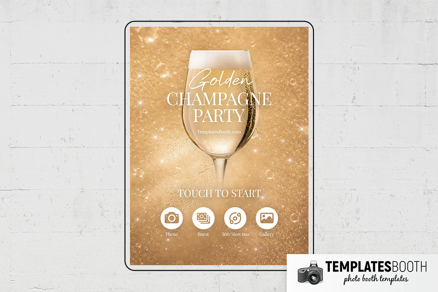 Golden Champagne Party Photo Booth Template Preview