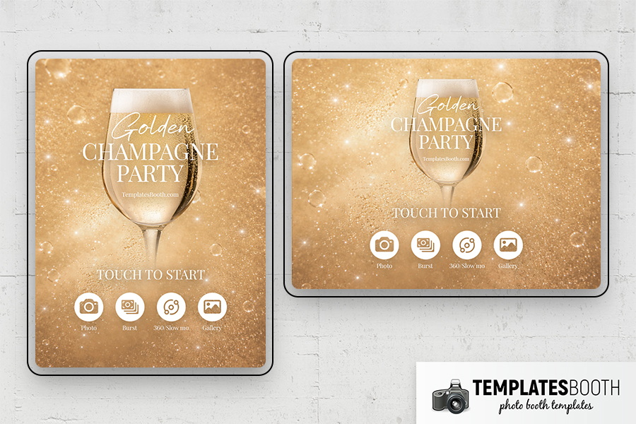 Golden Champagne Party Photo Booth Template Preview