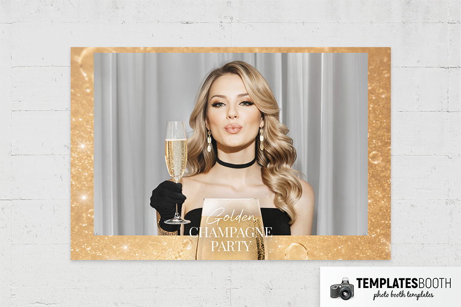 Golden Champagne Party Photo Booth Template Preview
