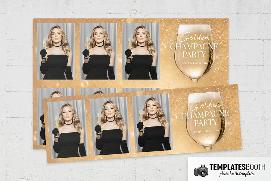 Golden Champagne Party Photo Booth Template Preview