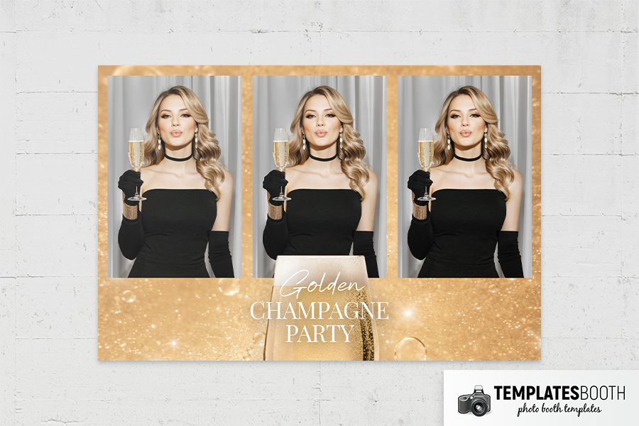 Golden Champagne Party Photo Booth Template Preview