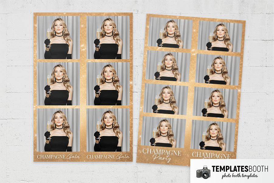 Golden Champagne Party Photo Booth Template Preview