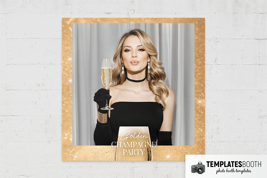 Golden Champagne Party Photo Booth Template Preview
