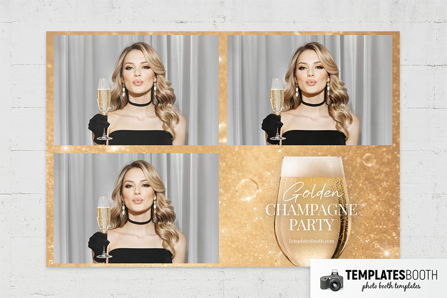 Golden Champagne Party Photo Booth Template Preview