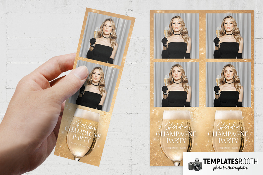 Golden Champagne Party Photo Booth Template Preview