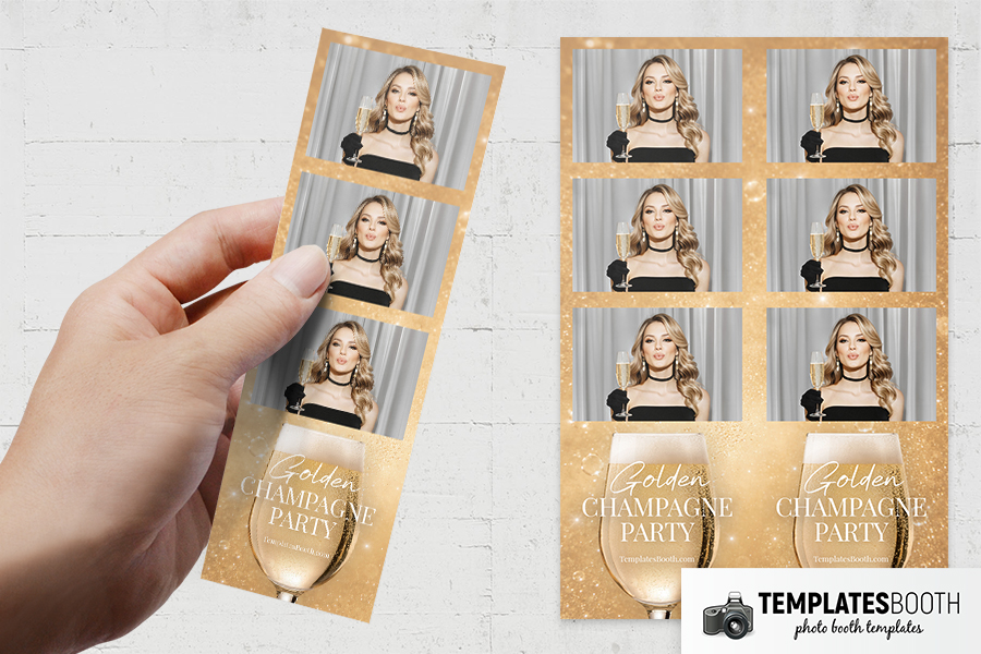Golden Champagne Party Photo Booth Template Preview