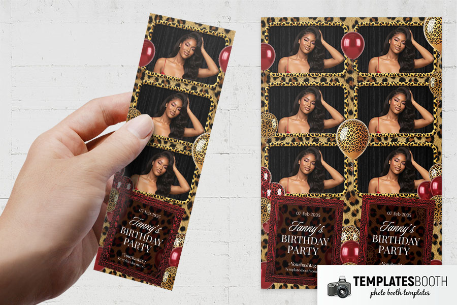 Cheetah Birthday Party Photo Booth Template Preview