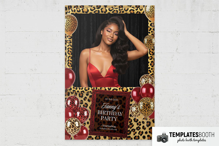 Cheetah Birthday Party Photo Booth Template Preview