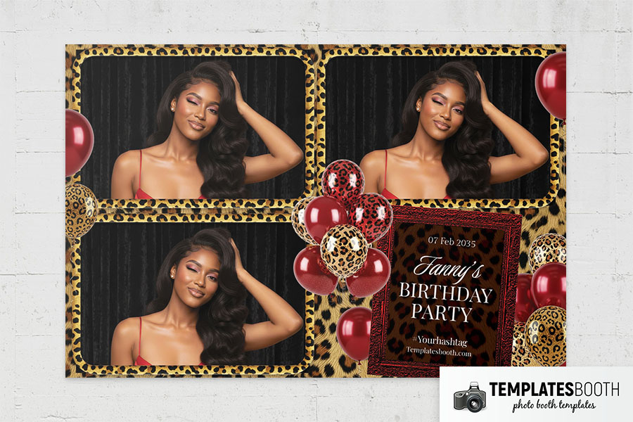 Cheetah Birthday Party Photo Booth Template Preview